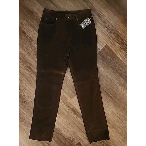 Territory By Sportables NWT Womens Leather Pants Brown 12 Straight MRP $145 - Picture 1 of 10